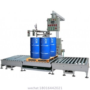 4 drums on pallet 1.5 ton filling machine with roller conveyor